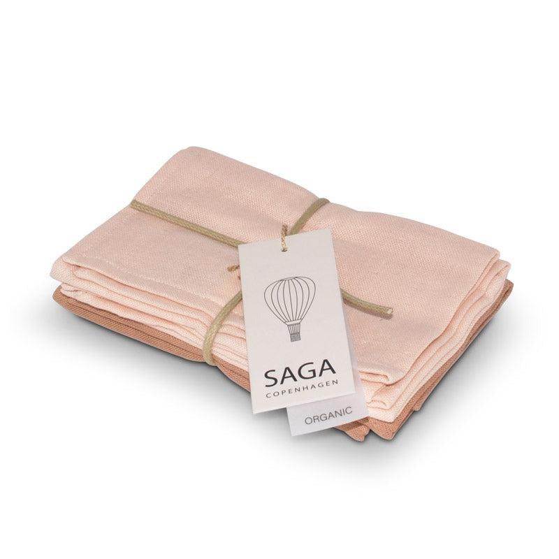Pañitos de muselina en algodón orgánico - Dusty coral - Set x 4 de Saga Copenhagen