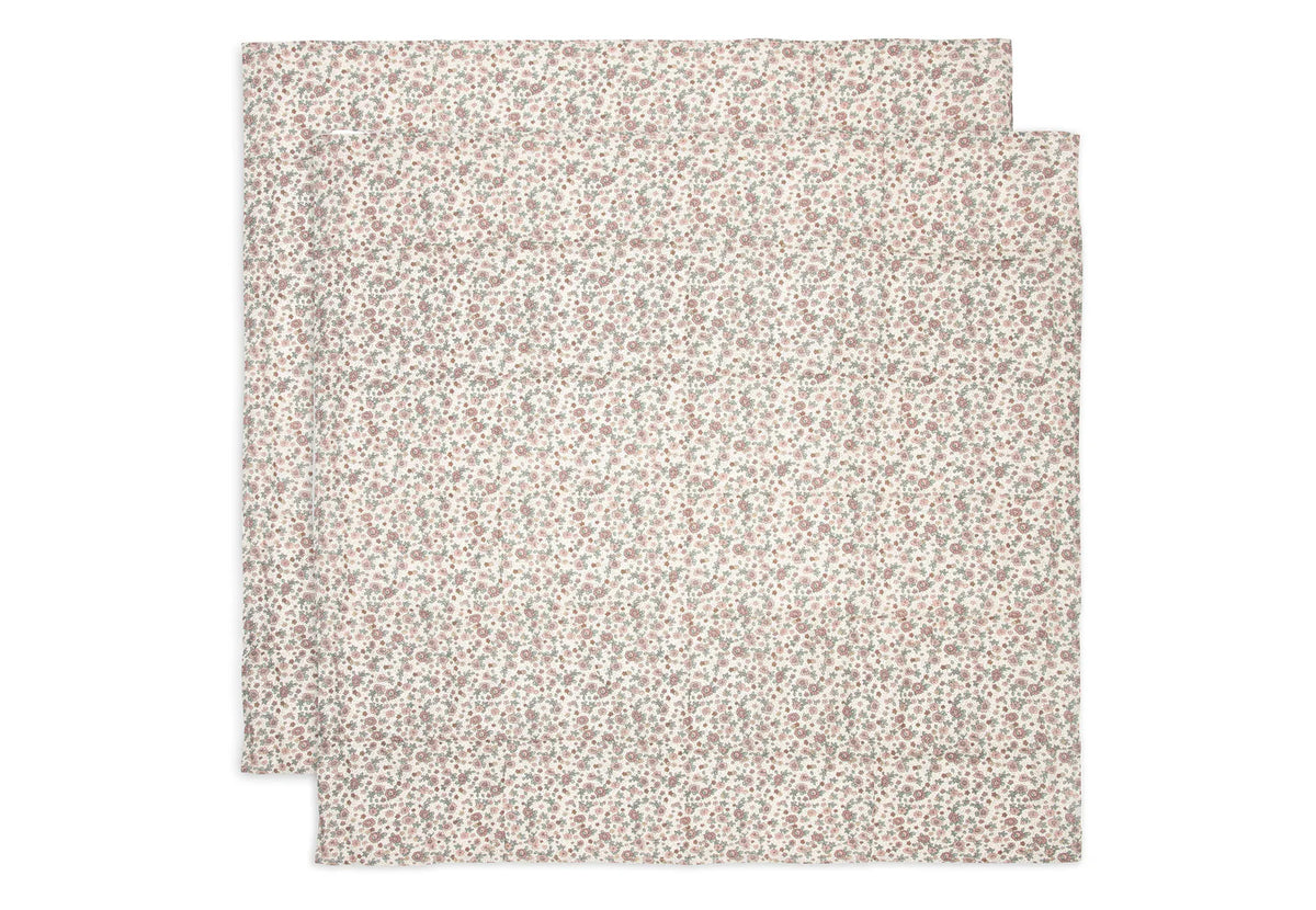Set de 2 Mantas de muselina 115x115cm Retro Flowers Jollein