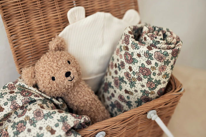 Set de 2 Mantas de muselina 115x115cm Retro Flowers Jollein