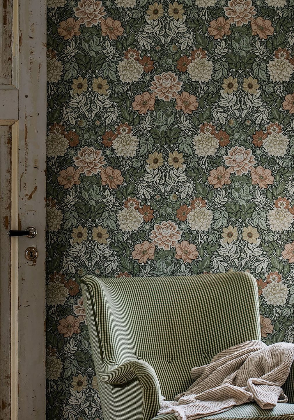 Wallpaper Dahlia Garden Verde oscuro