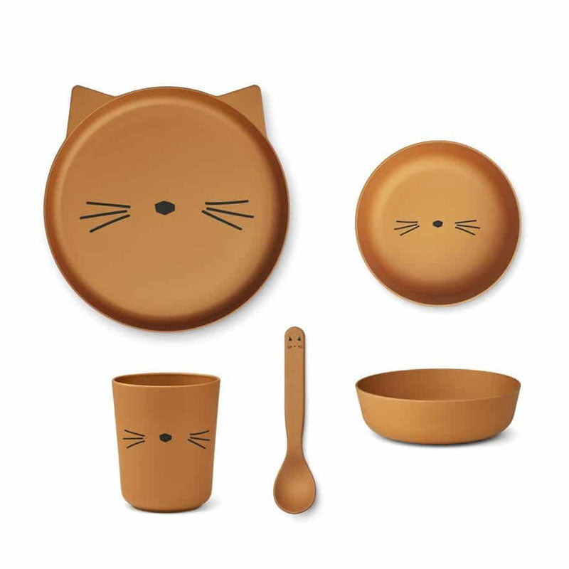 Juego de vajilla para niños Brody Cat Golden Caramel de Liewood