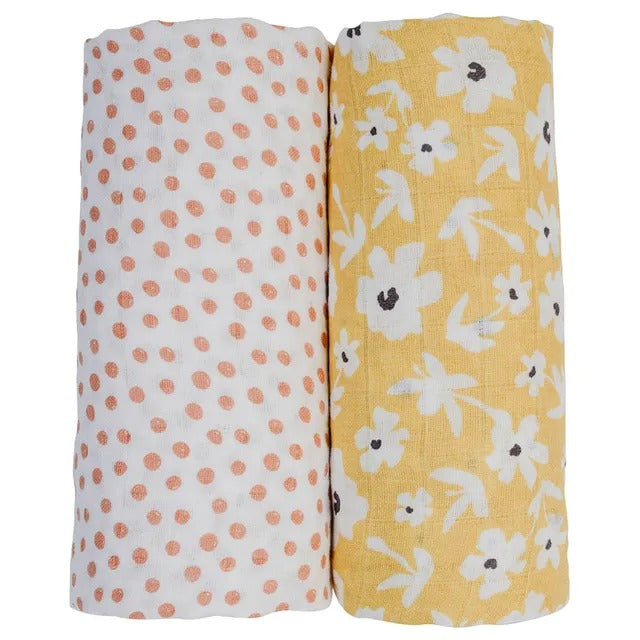 Set 2 Swaddles de muselina - Wildflower Dots Lulujo