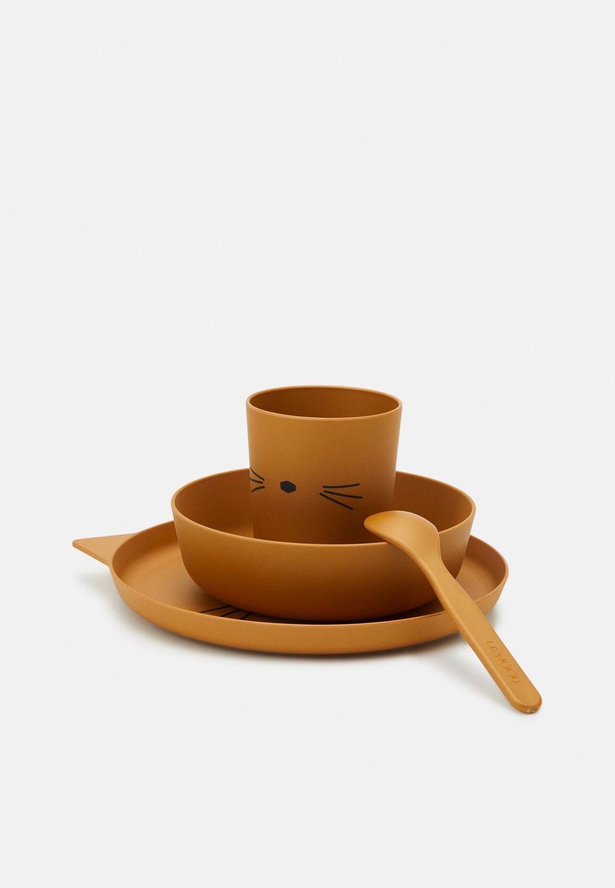 Juego de vajilla para niños Brody Cat Golden Caramel de Liewood