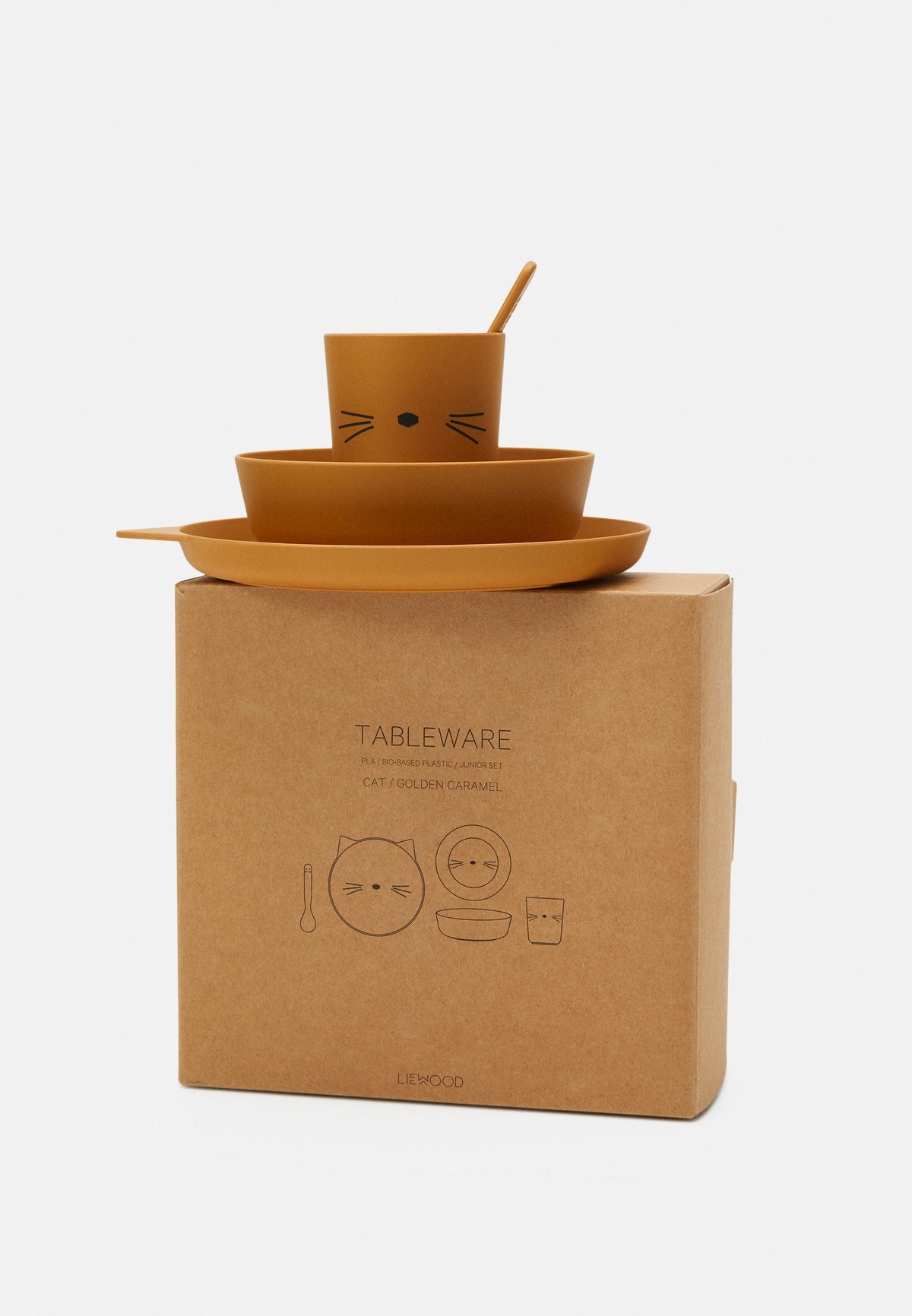 Juego de vajilla para niños Brody Cat Golden Caramel de Liewood
