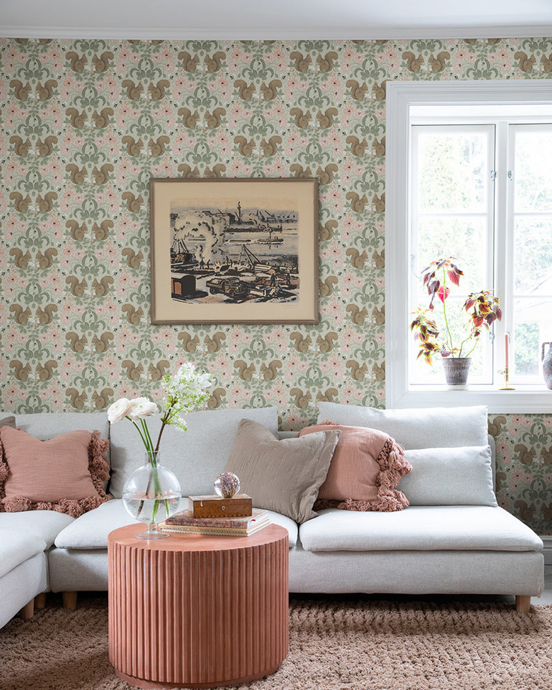 Wallpaper Kurre Pink Woodland Midbec