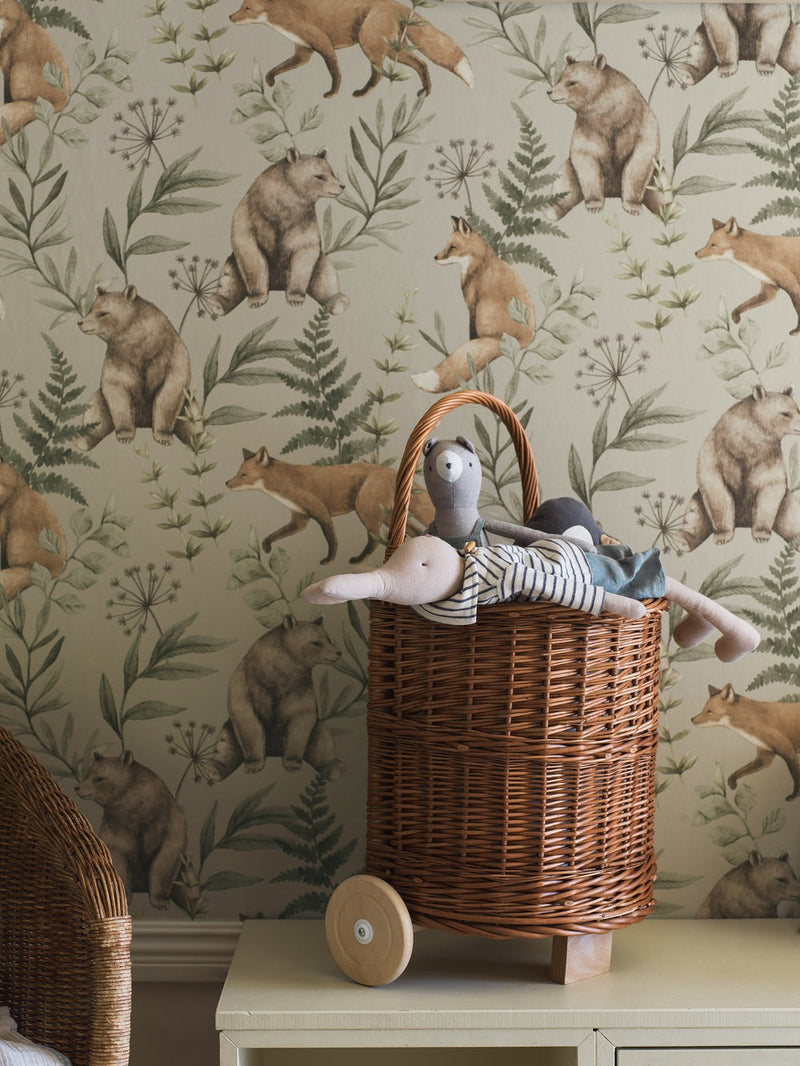 Wallpaper Wild Forest beige fox and bear By Newbie