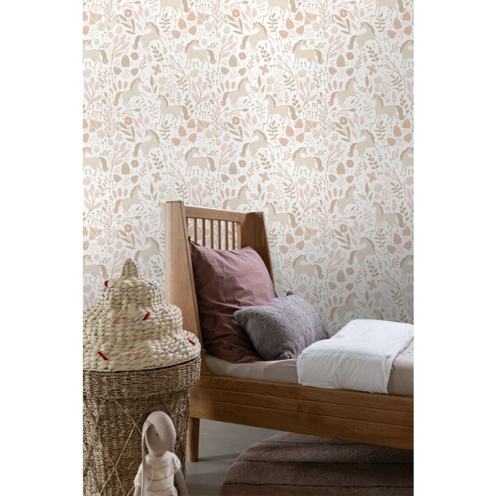 Wallpaper infantil Unicornios Beige