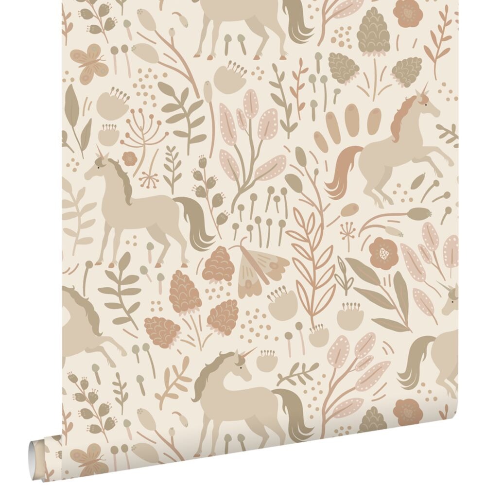 Wallpaper infantil Unicornios Beige y Terracota